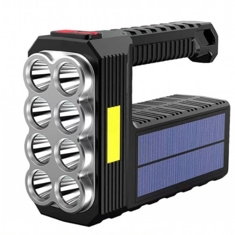 Bardzo mocna latarka solarna 8 LED - Bardzo jasna przenośna latarka akumulatorowa - Mocne światło robocze - Jasne światło