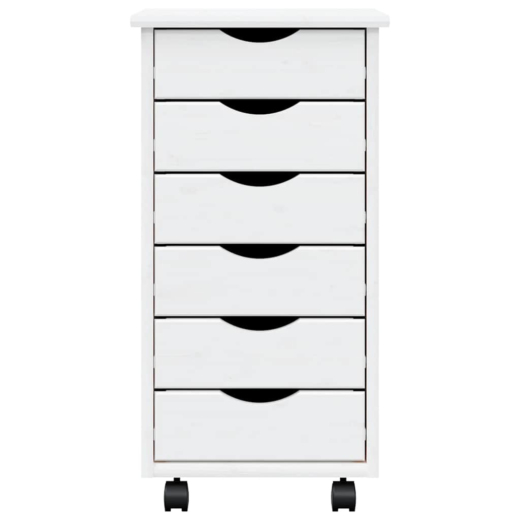Armoire roulante avec tiroirs MOSS blanc bois de pin solide vidaXL - 5