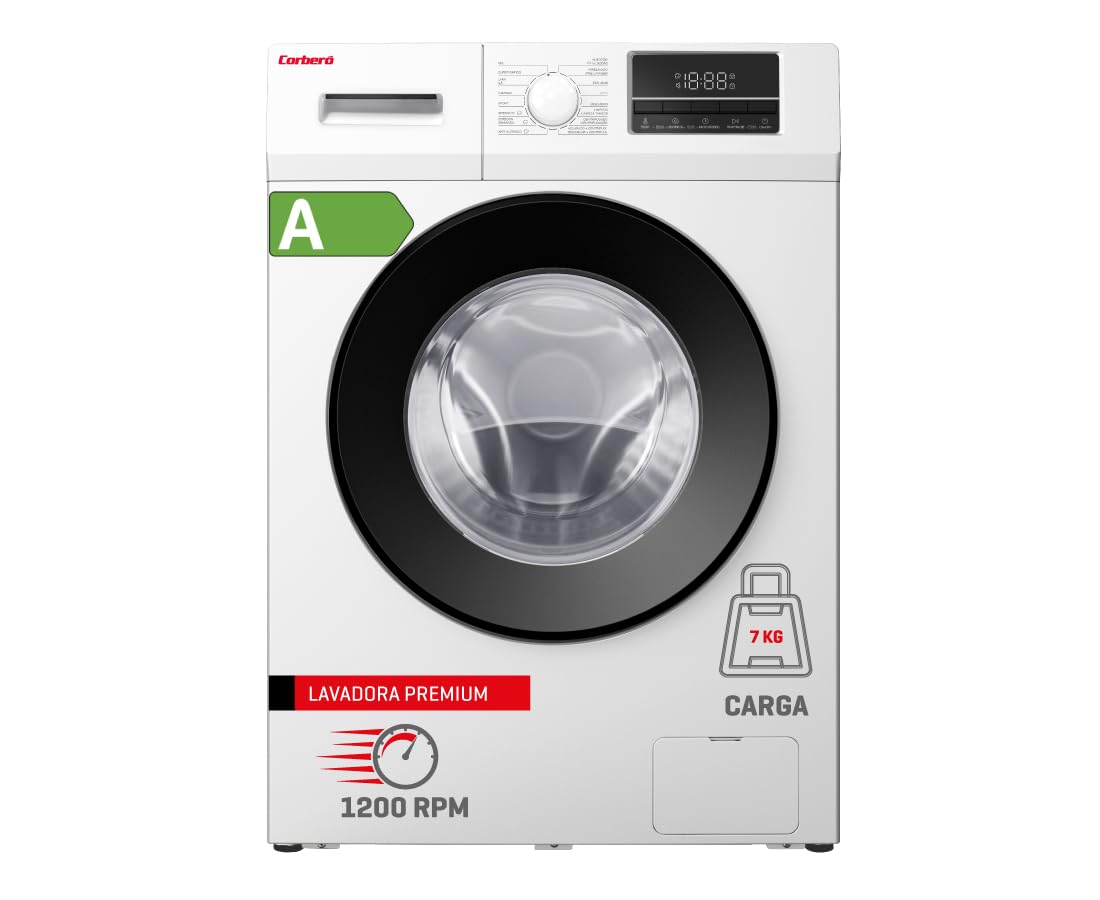 Corberó Corberó Lavadora Carga Frontal Clt712vin, 7 Kg, 1200 Rpm, Inverter, Vapor, Antialérgico, Inicio Diferido, Lavado Rápido, Puerta Xxl , Leroy Merlin