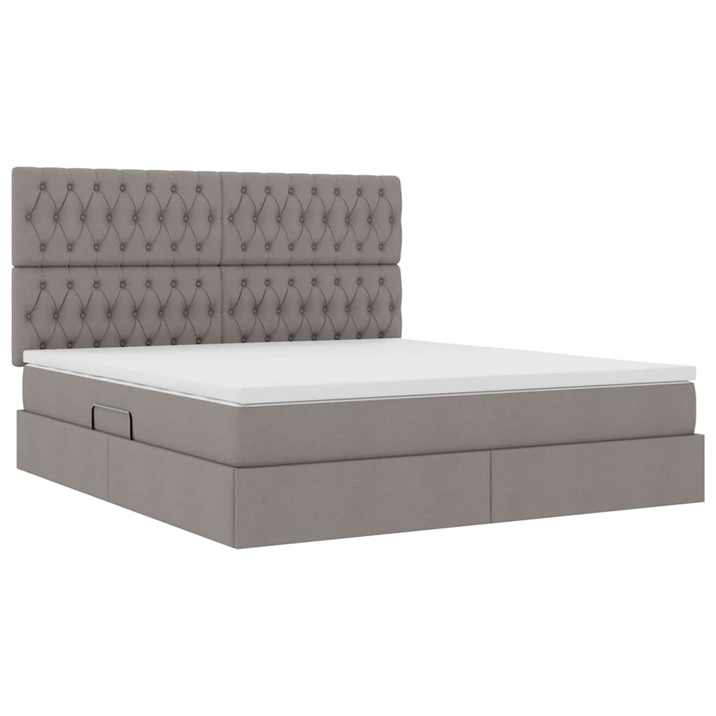 Lit avec rangement et matelas en tissu taupe pour la chambre, 160 × 200 cm - 5