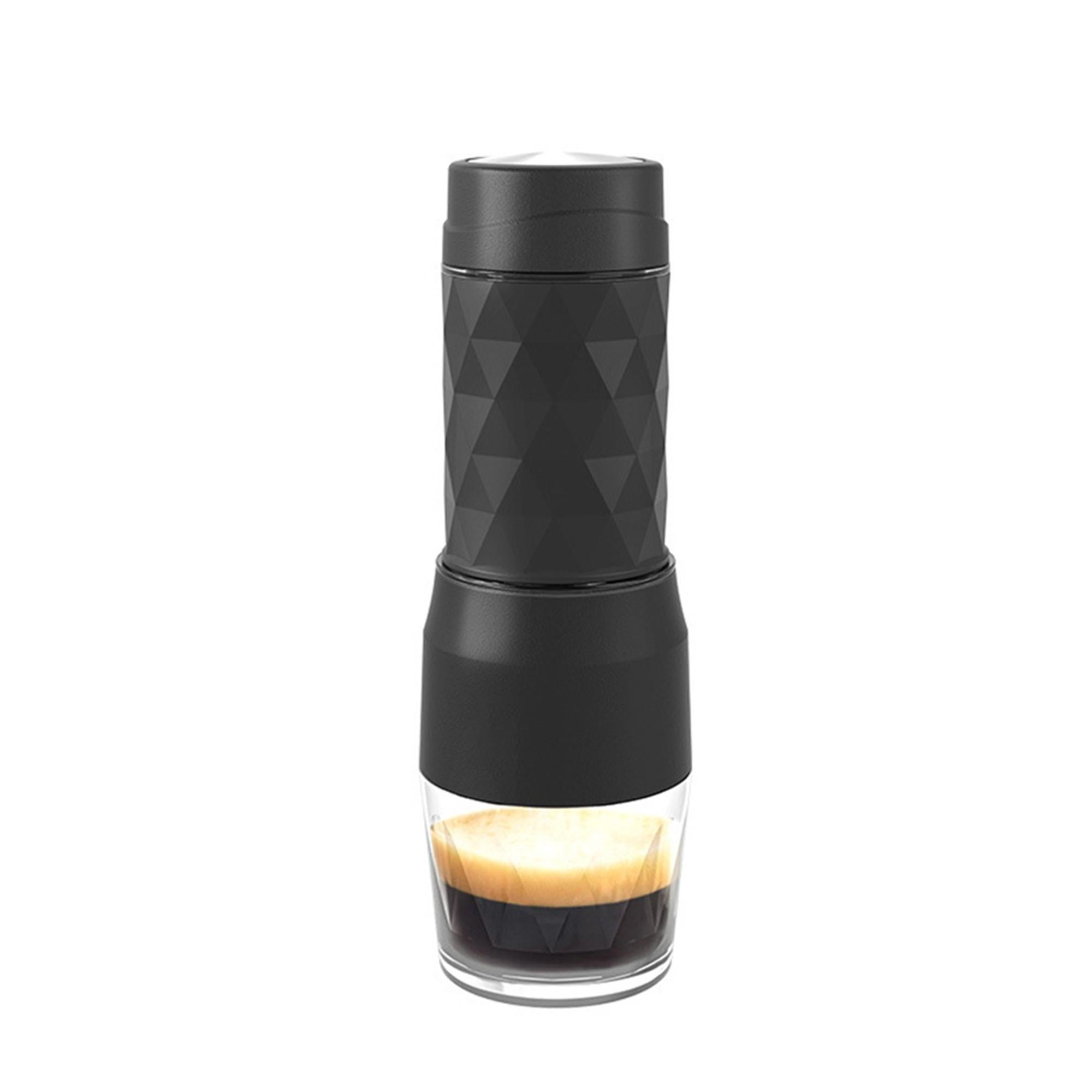 Ręczny przenośny ekspres do kawy espresso, kompatybilny z kapsułkami i kawą mieloną, do przygotowywania kawy i pianki, 120 ml, czarny