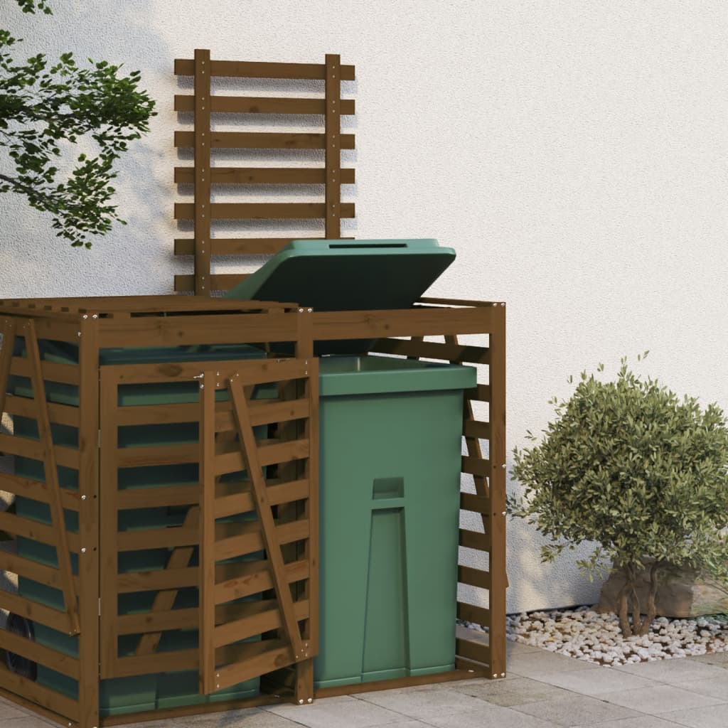 Maison exclusive - extensión para cobertizo de cubo basura madera pino marrón miel