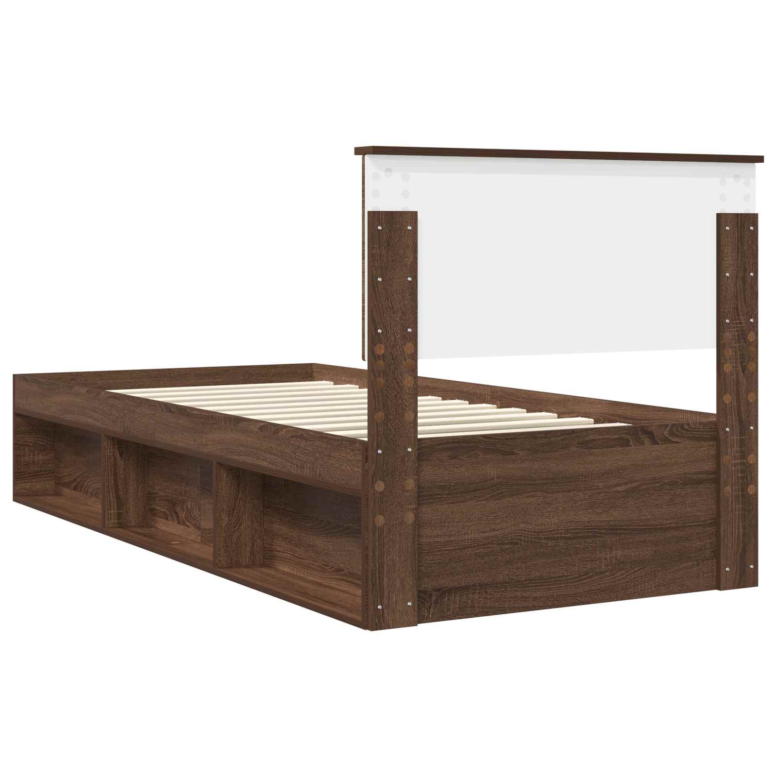 Cadre de lit avec tête de lit chêne brun 90 x 190 cm en bois massif de pin - 9
