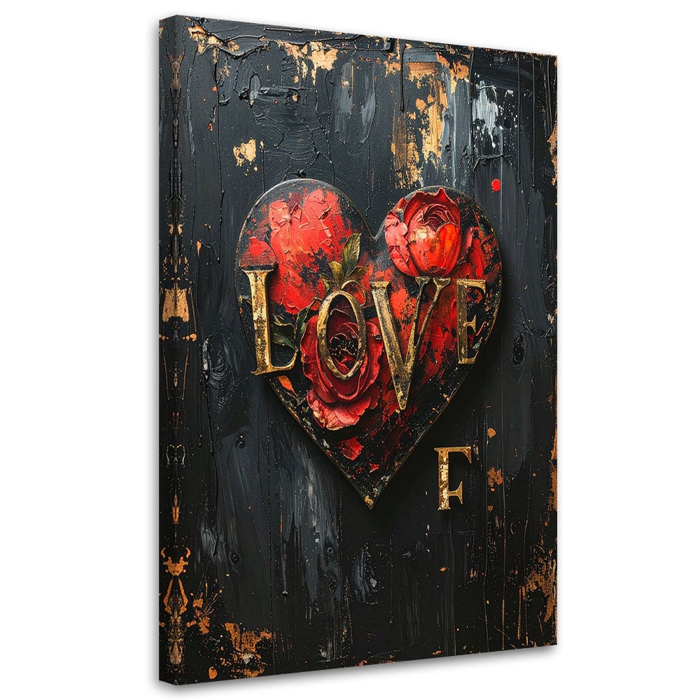 Obraz do salonu sypialni biura, Napis Love serce w stylu vintage 40x60