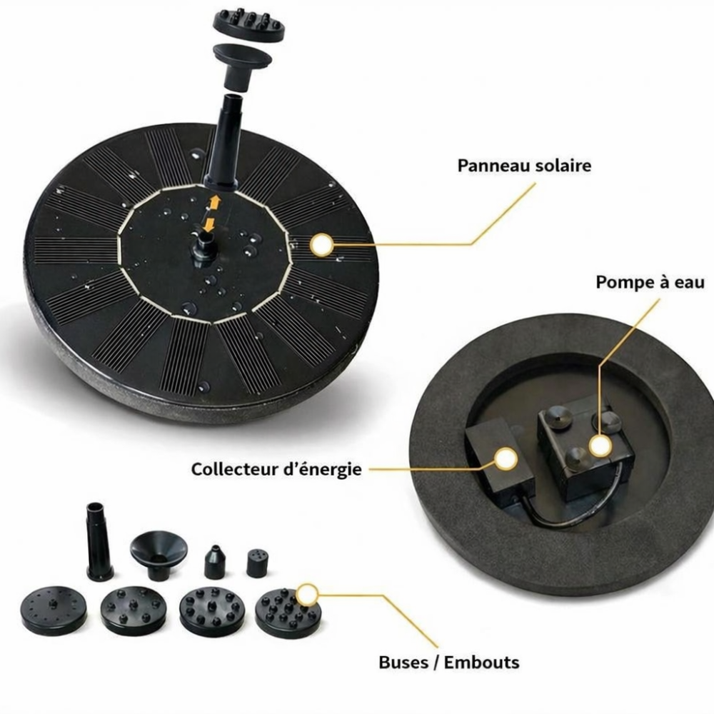 Fontaine extérieure ronde en résine alimentation solaire Fontaine + batterie + éclairage Just Sun - 4