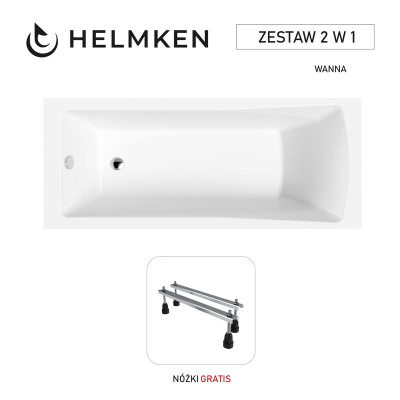 Wanna akrylowa Helmken Aurora 140x70 z akrylu lanego ze wzmocnionym korpusem / 35010040