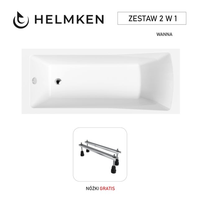 Wanna akrylowa Helmken Aurora 150x70 z akrylu lanego ze wzmocnionym korpusem / 35010050