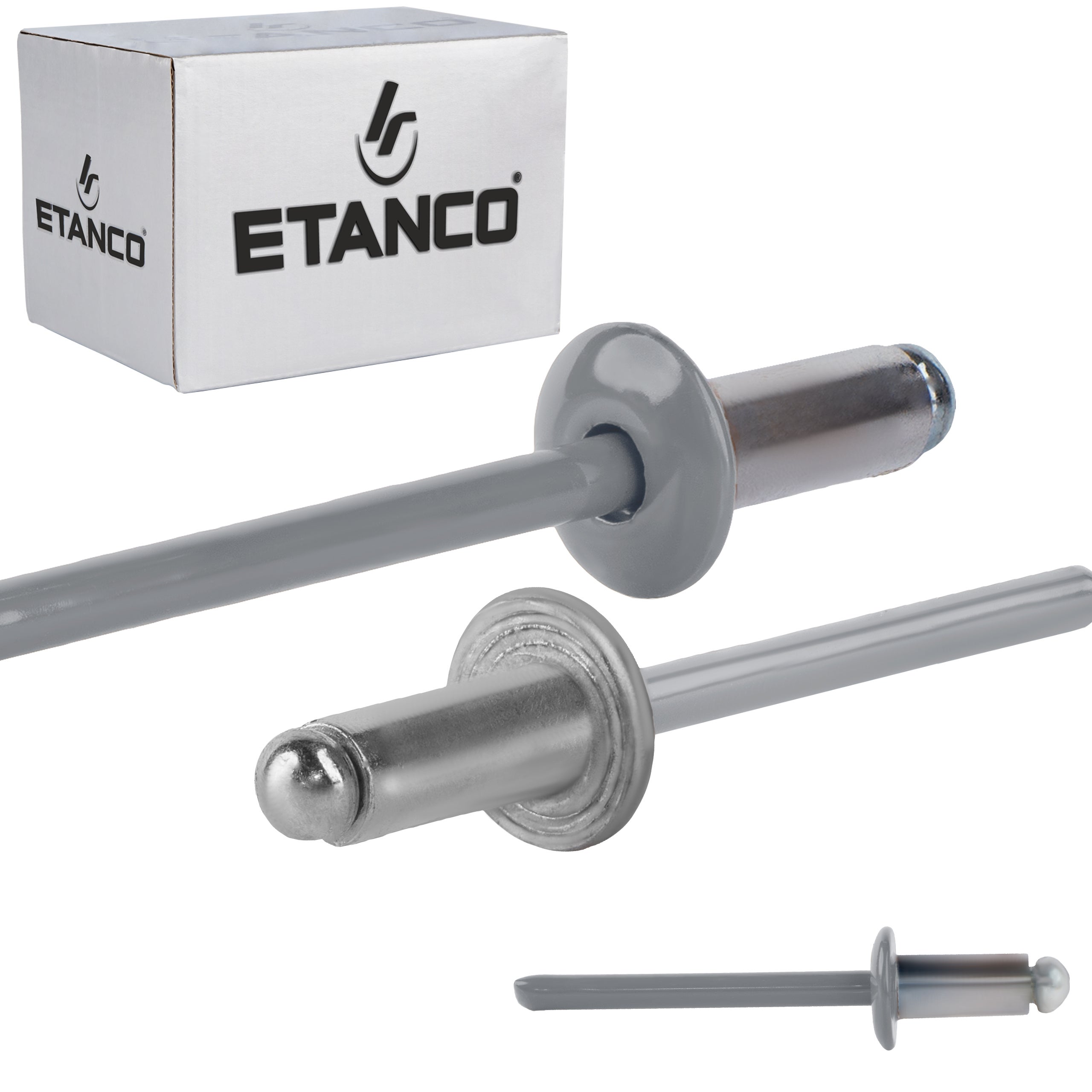 Nity aluminiowe zrywalne Etanco 4,8x10 mm RAL 9006 500szt