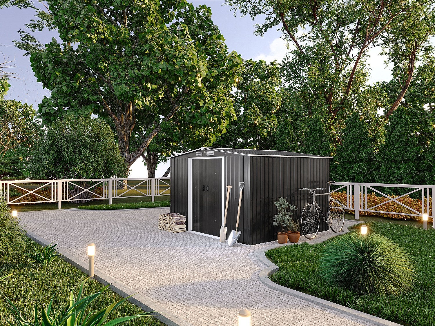 Wiata ogrodowa ze stali galwanizowanej w kolorze szarym MANSO - 6,6 m²