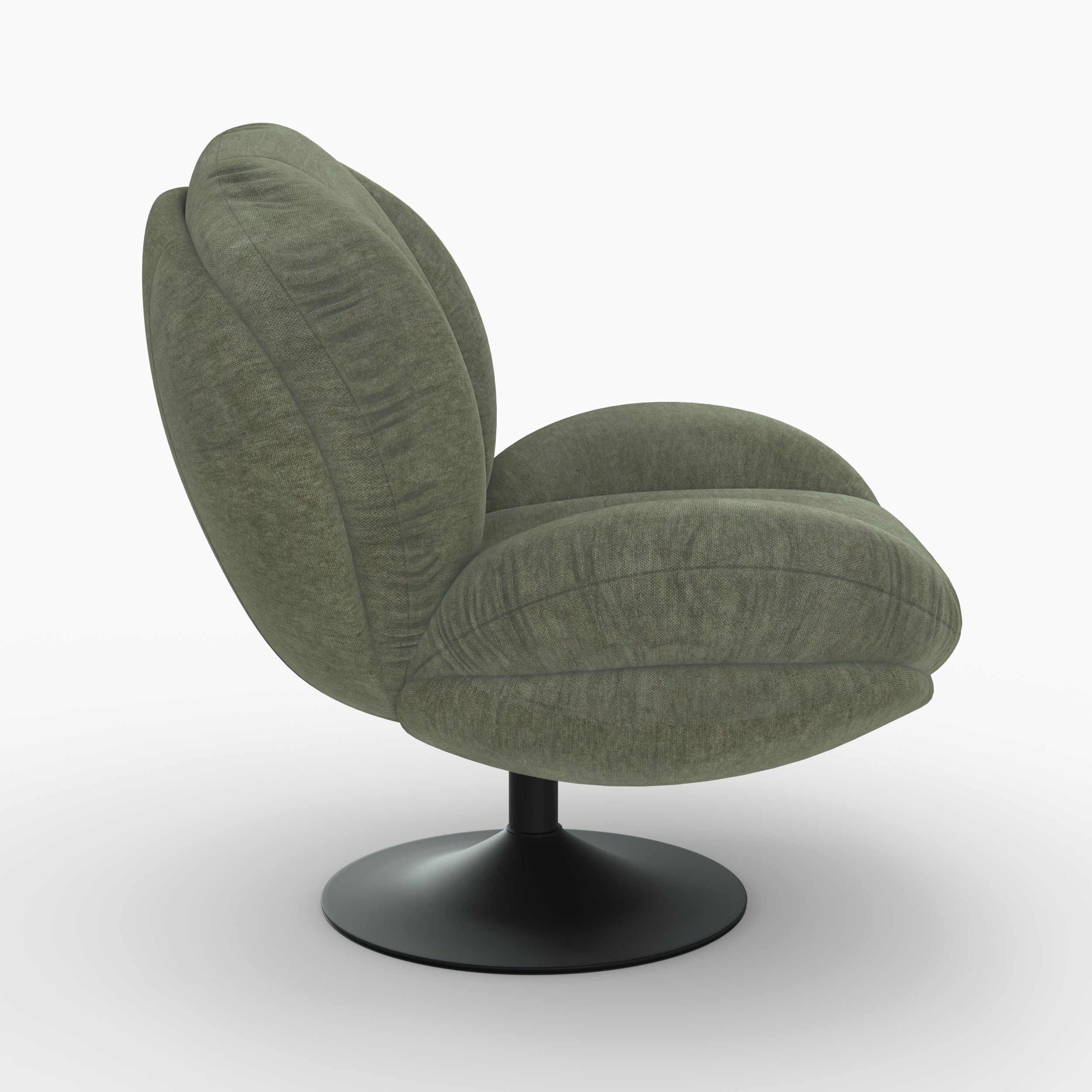 Fauteuil pivotant en tissu effet velours vert kaki - Ricci - 2