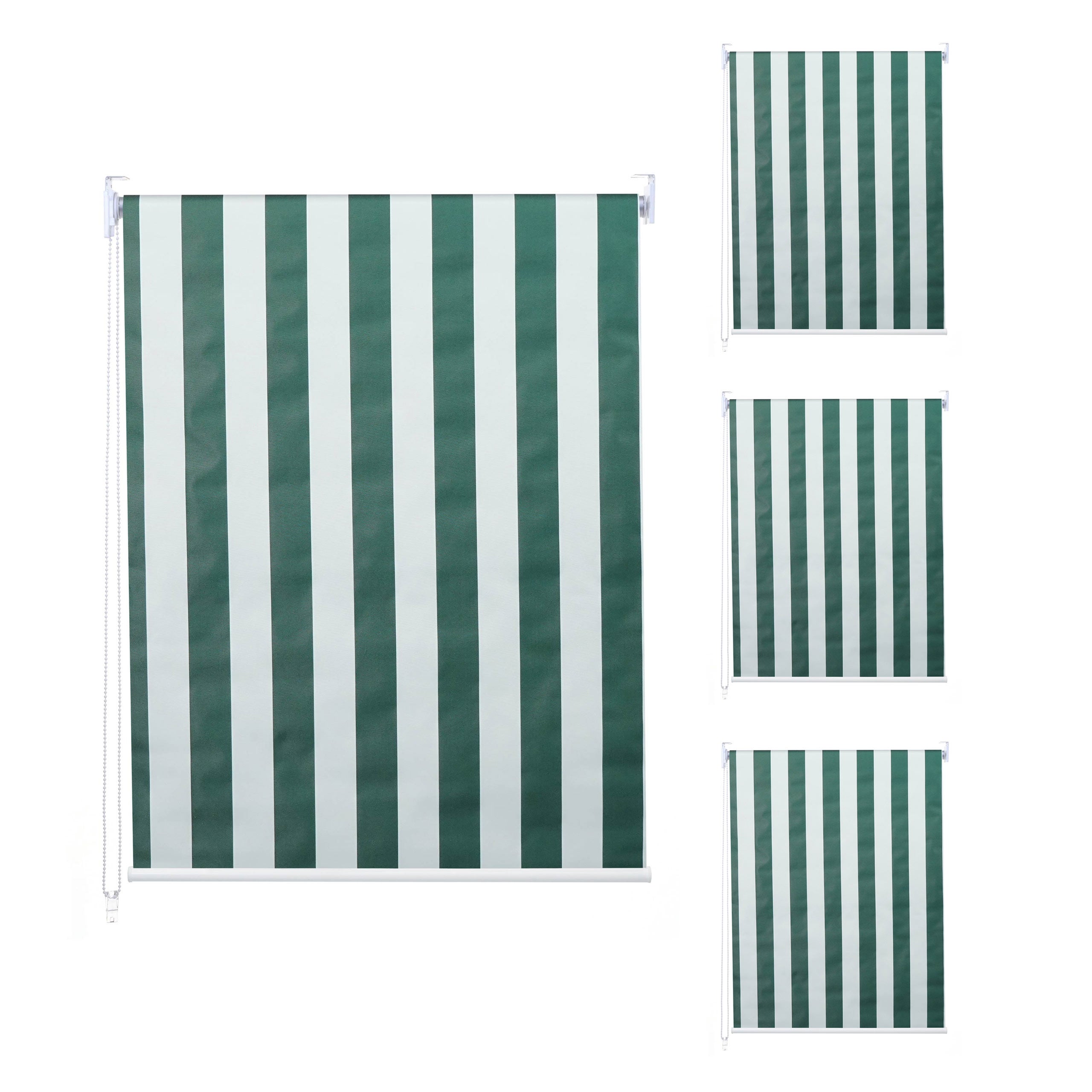 Zestaw 4 rolet HWC-D52, roleta okienna boczna, 120x230cm nieprzezroczysta ochrona przeciwsłoneczna ~ zielony/biały