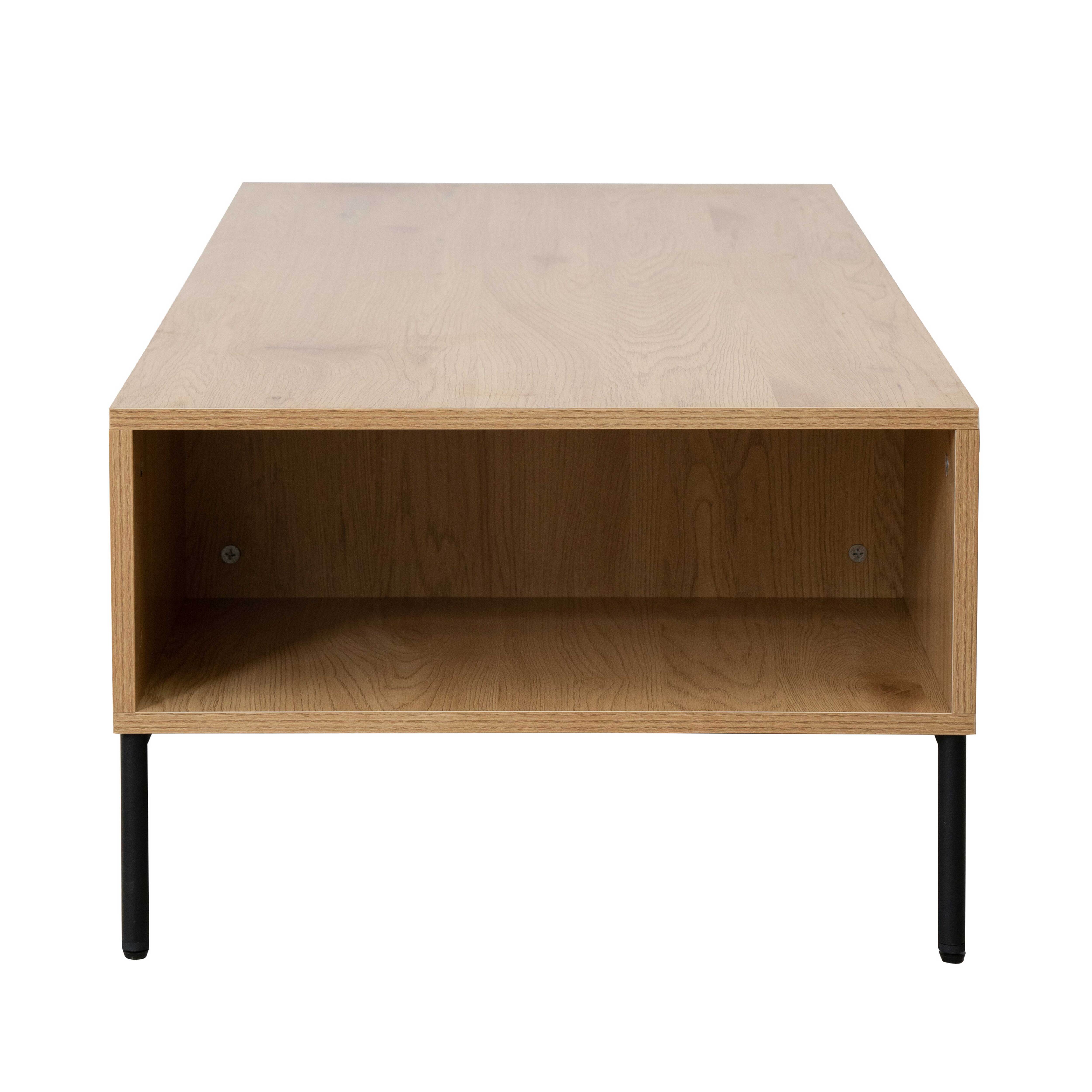 Table basse en acier et MDF décor mélaminé 120 cm beige - 5