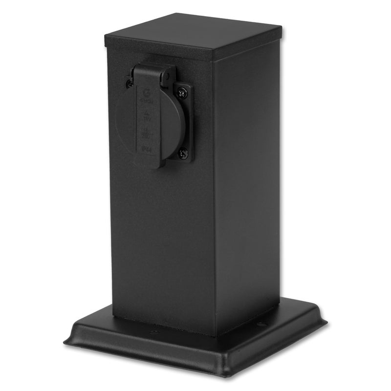 Słupek ogrodowy elektryczny 2x gniazdo 230V czarny 20cm IP44 MasterLED