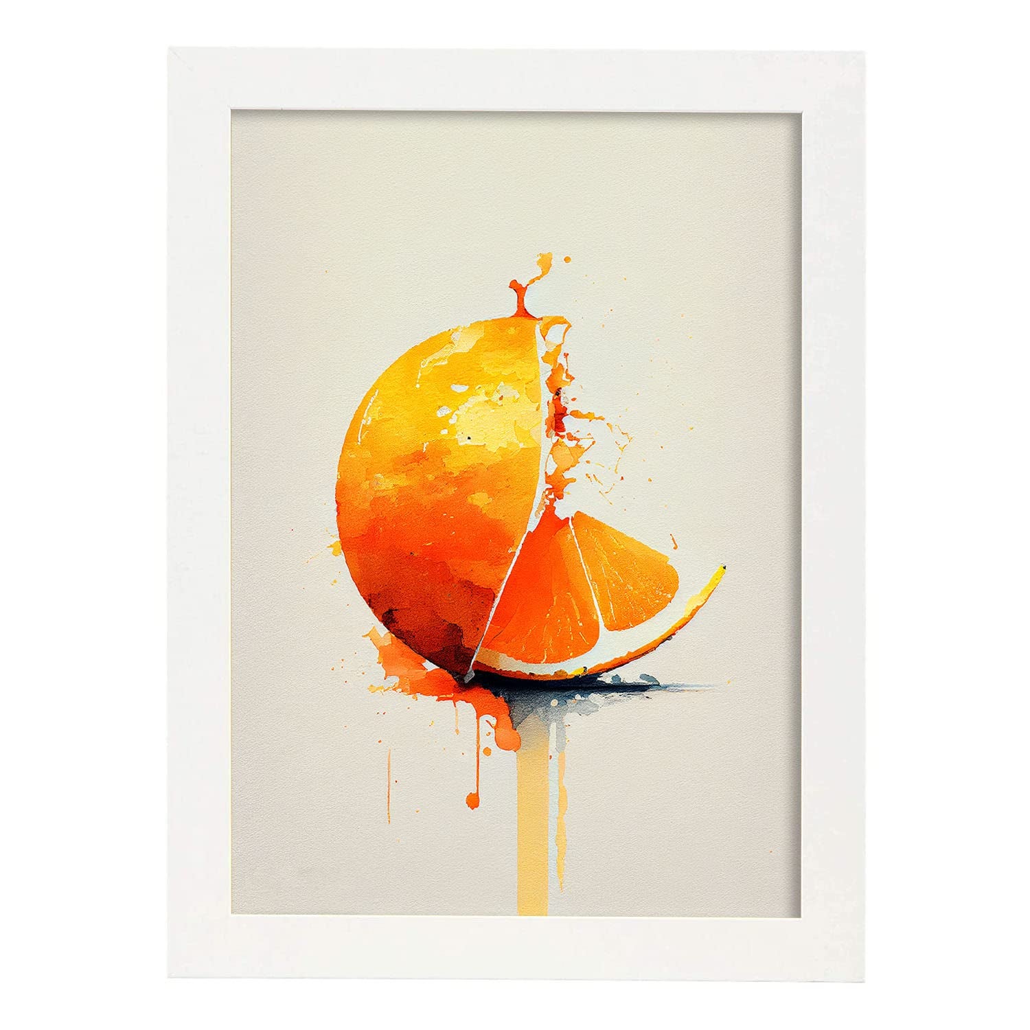 Nacnic poster de naranja a todo color ilustraciones de frutas verduras y comida sana en estilo acuarela diseño moderno y modelo 1 a3 con marco blancos