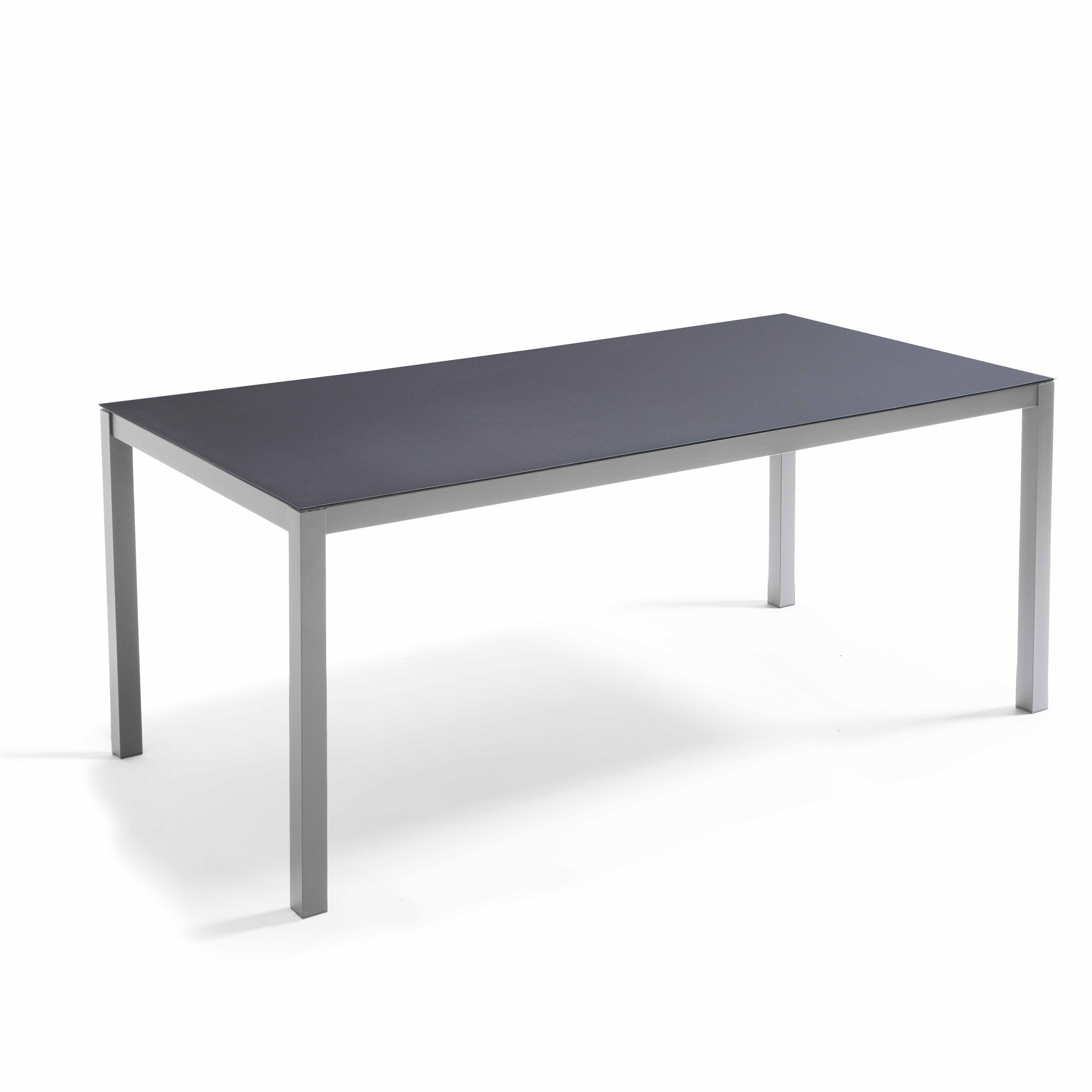 Table de jardin en aluminium avec plateau en verre gris | Leroy Merlin