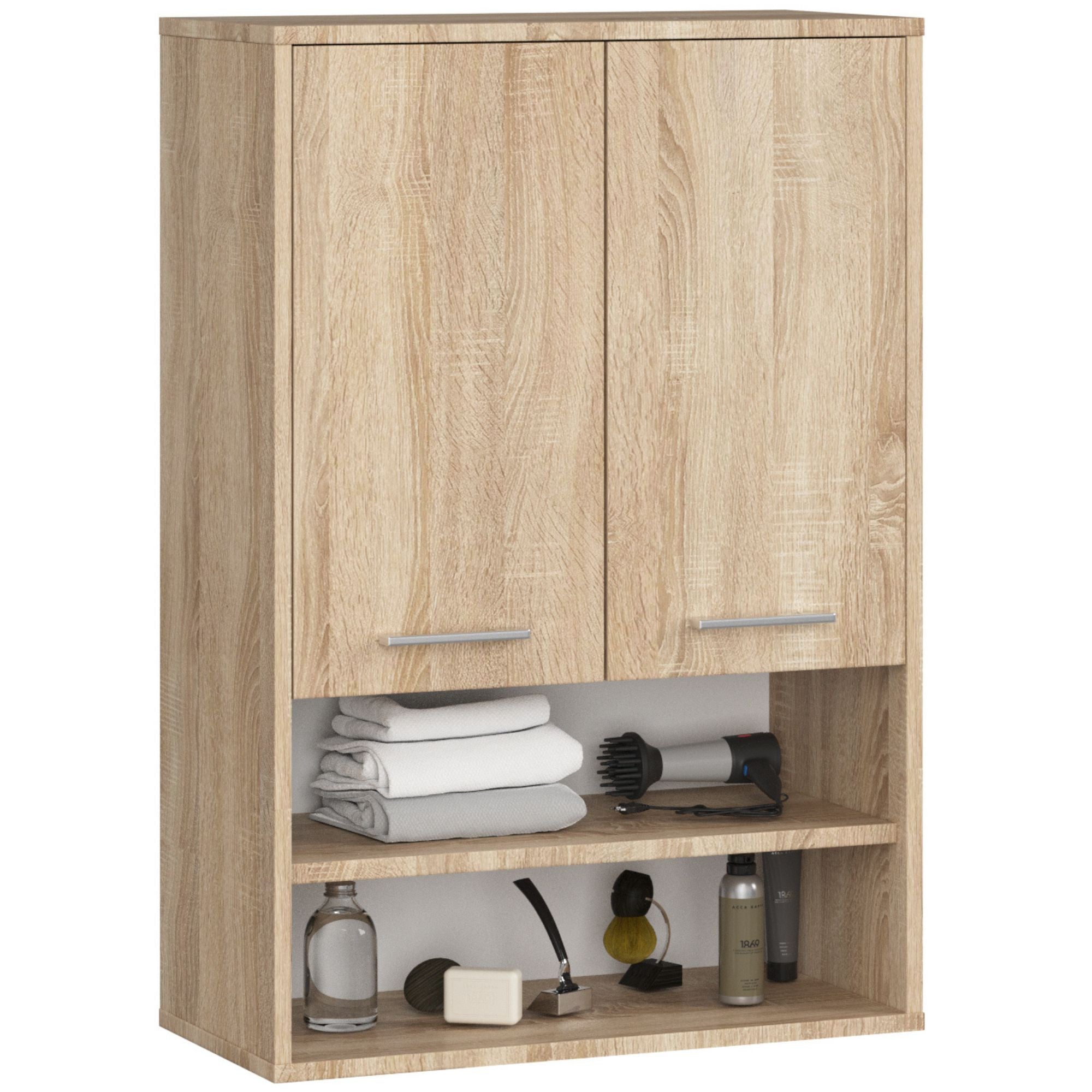 Szafka łazienkowa wisząca AKORD FIN Dąb Sonoma 64 cm 2 drzwi 4 półki 64x30x94 cm
