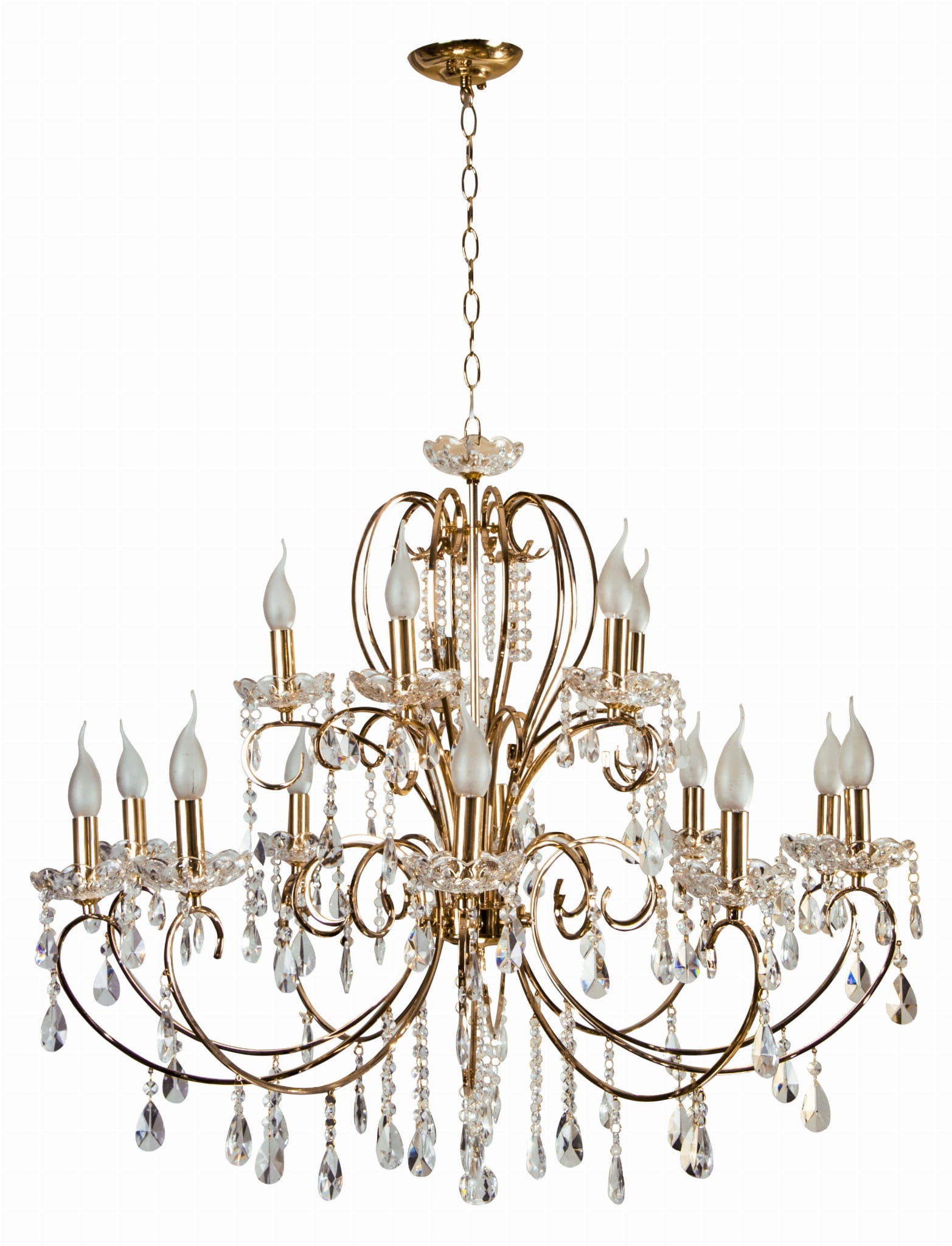 Lampa wisząca Aurora złoto-przezroczysty 15xE14x40W kryształowy wym: 115 x 88 x 88 cm kryształ Candellux