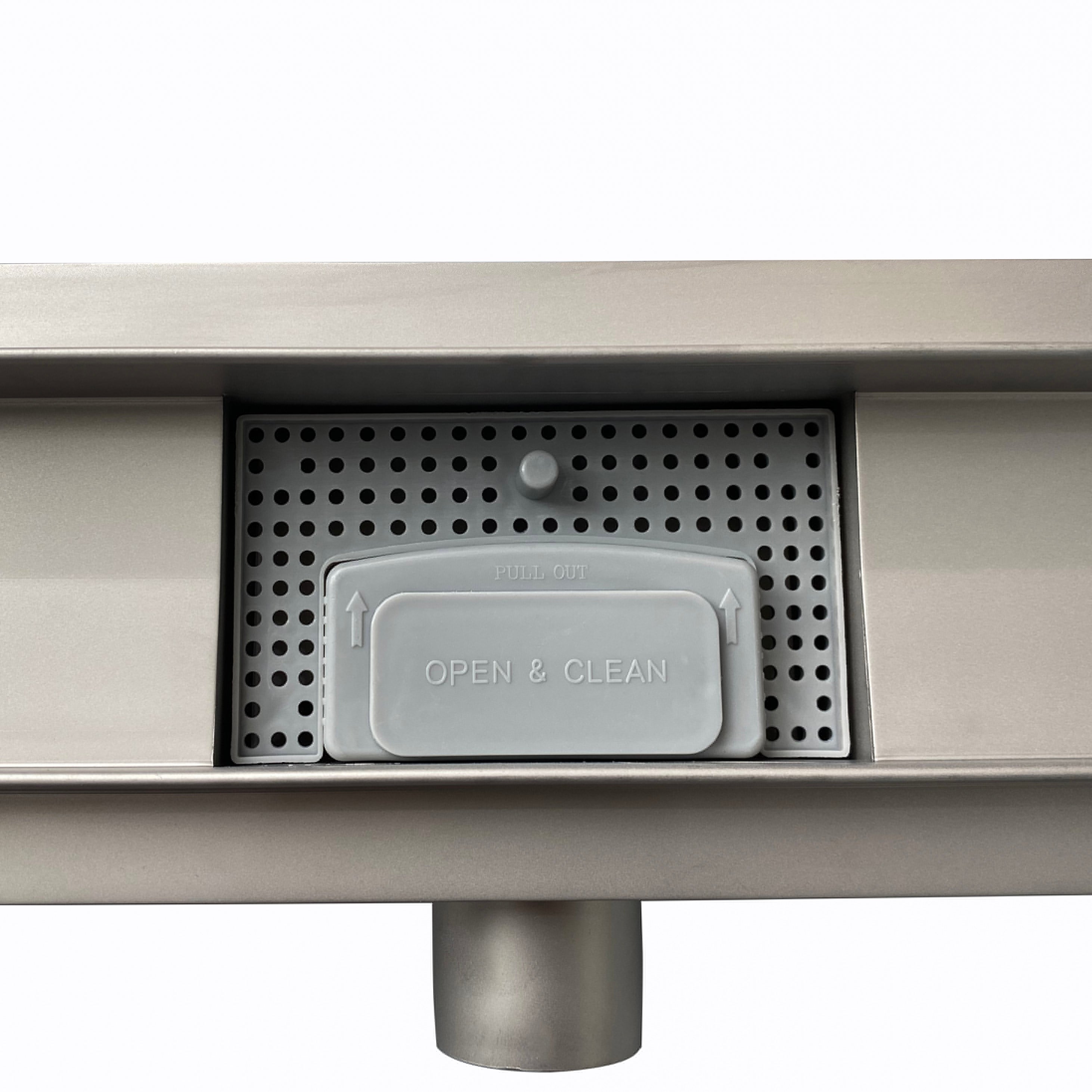 AICA caniveau de douche en acier inoxydable italien 2 en 1, siphon de drainage au sol en carrelage, réglable en hauteur avec désodorisant - 110 cm - 4