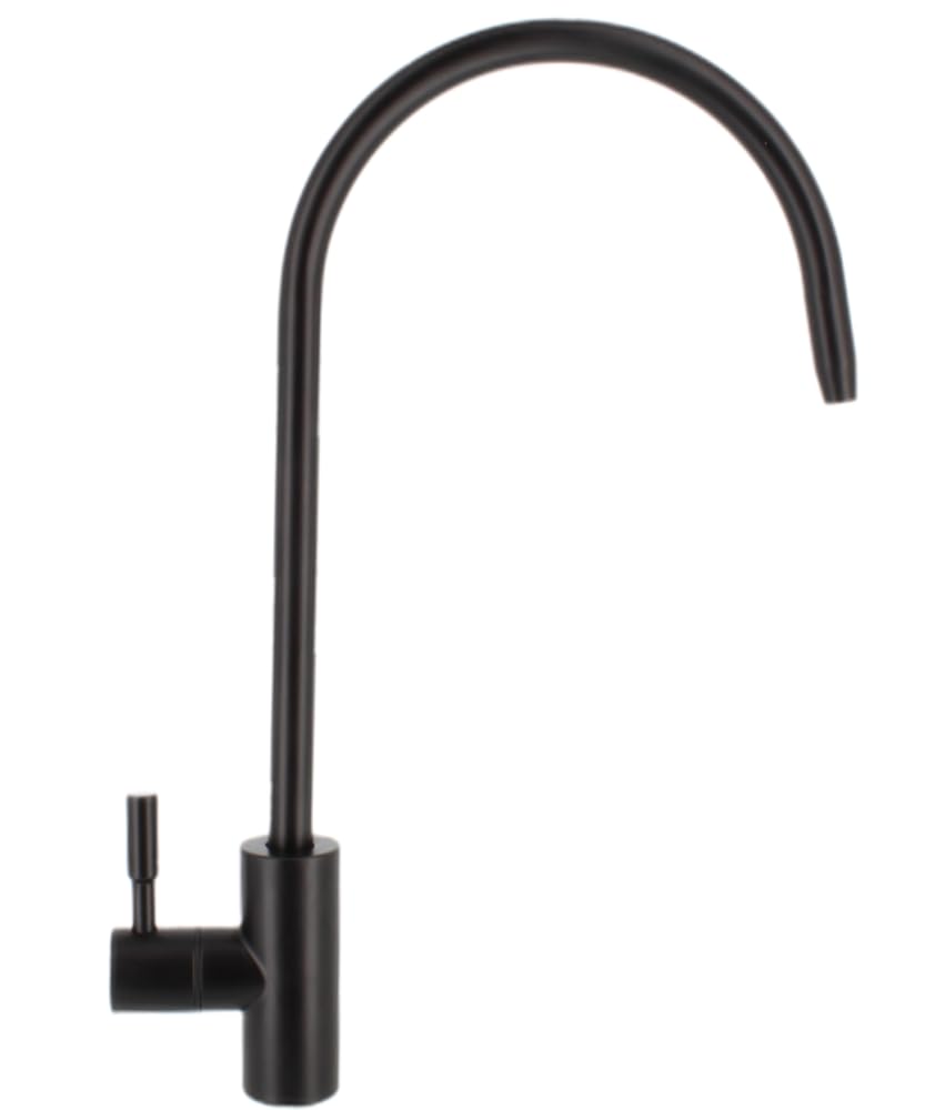 Robinet De Cuisine Pour Osmoseur G1/4 Acier Inoxydable 304 Noir - Bec Rotatif 360°, Montage Épaisseur 12-30 Mm - 12
