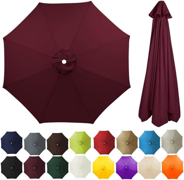 Auvent de rechange pour parasol de jardin extérieur à 8 baleines, robuste et épais ,2.7M Bordeaux(auvent uniquement)