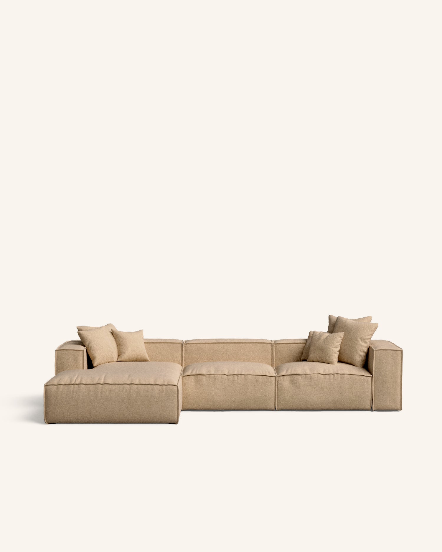 Enfia sofá chaise longue izquierdo marrón claro 367 x 190 cm hannun