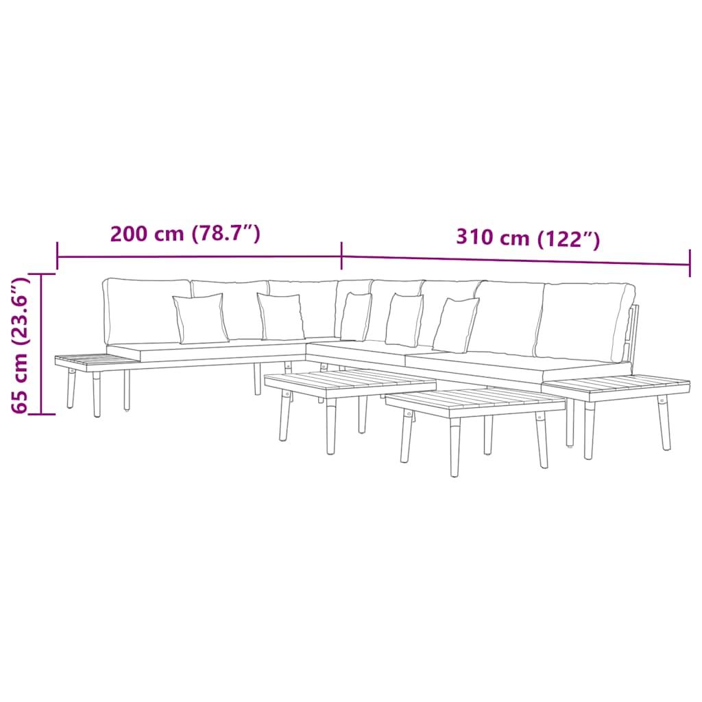 Salon de jardin 7 places avec coussins en bois d'acacia marron - COMFORTXL - 9