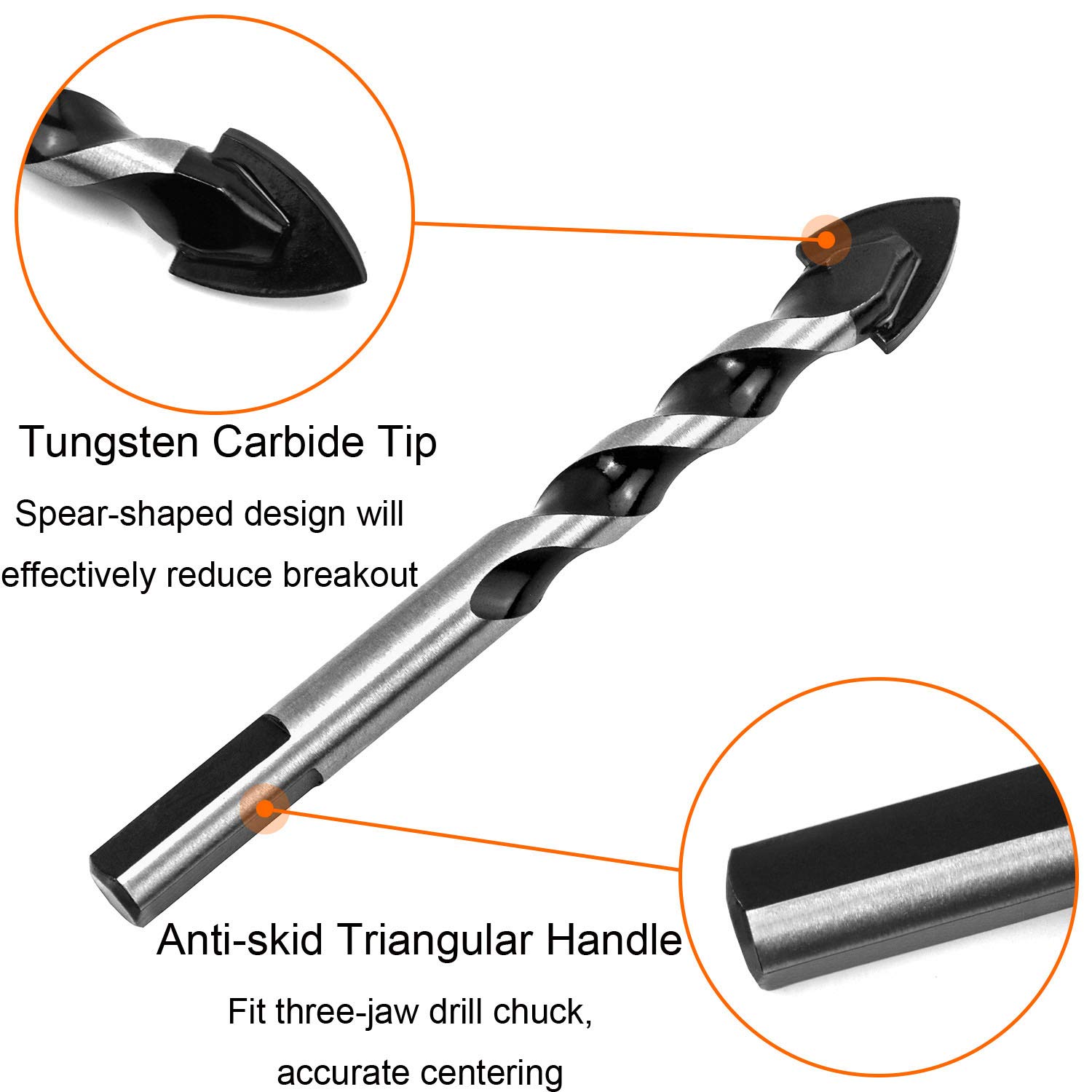 Yardenfun Set Di 7 Punte Da Trapano A 4 Lame Per Piastrelle Ceramica Cemento Punte Da Trapano A Spirale Multiuso - Foto 5