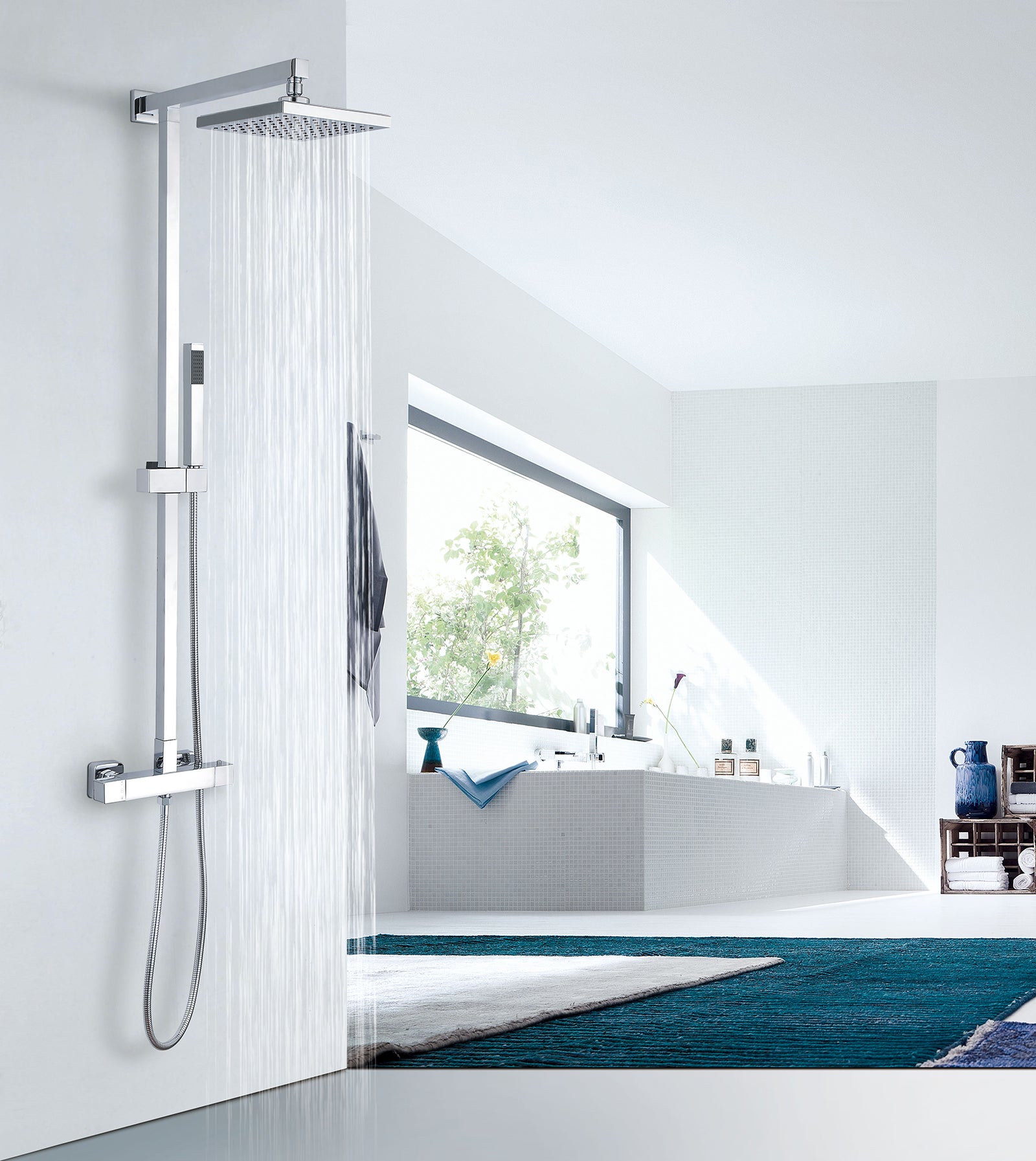 Pannello Doccia 4 In 1 Nero - Doccia A Pioggia, Cascata, Massaggio E Doccetta Con Termostato Colonna Doccia Termostatica - Foto 11