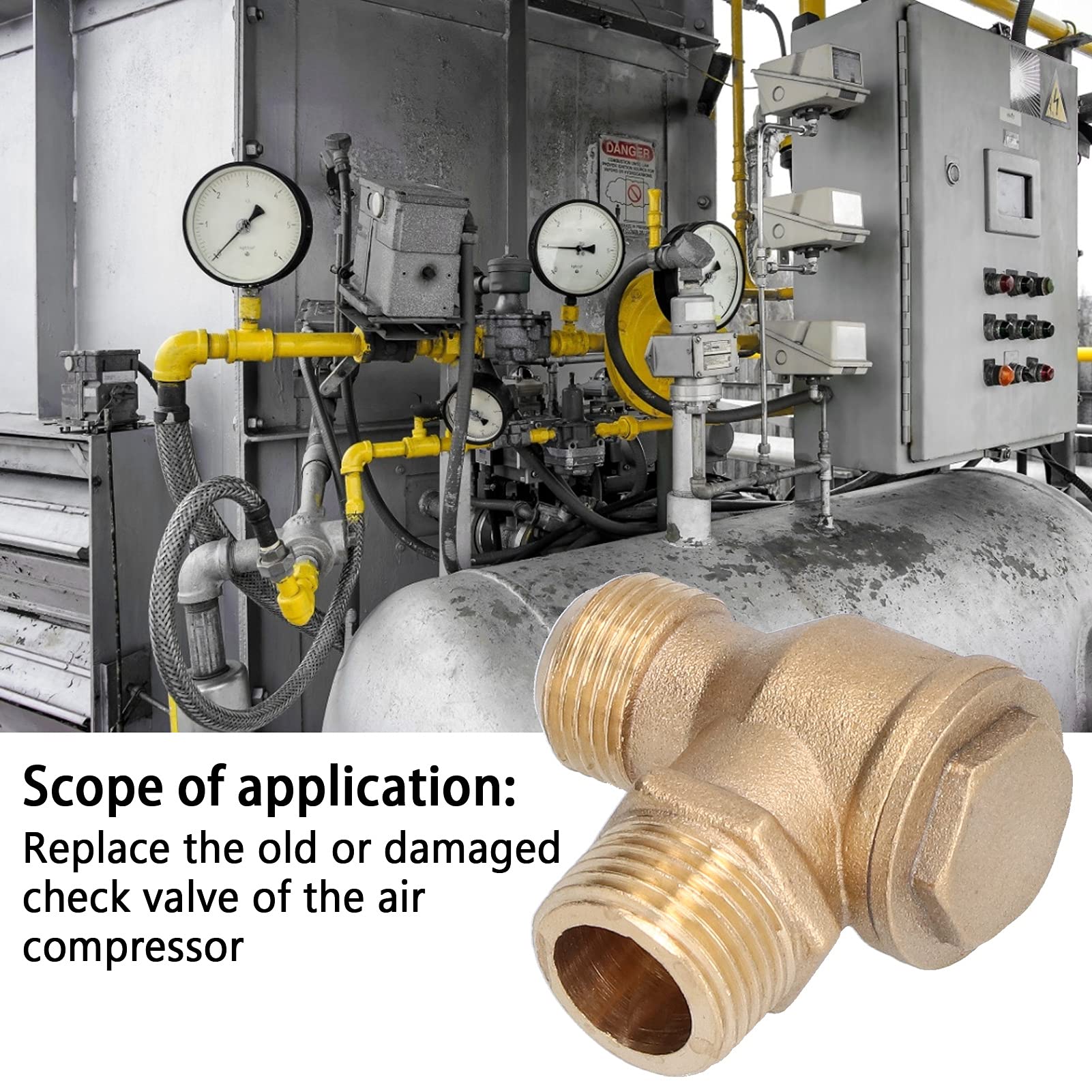 Clapet anti-retour à deux voies en laiton résistant à la corrosion Accessoires remplaçables pour compresseur d'air - 6