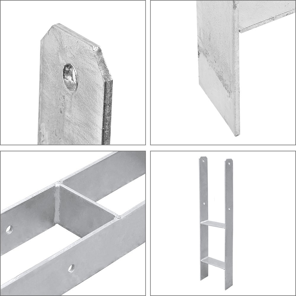 4x Ancres H Support de poteau Accessoires pour jeux de jardin 600MM galvanisé à chaud galvanisé à chaud Ancres de poteau 121MM - 3