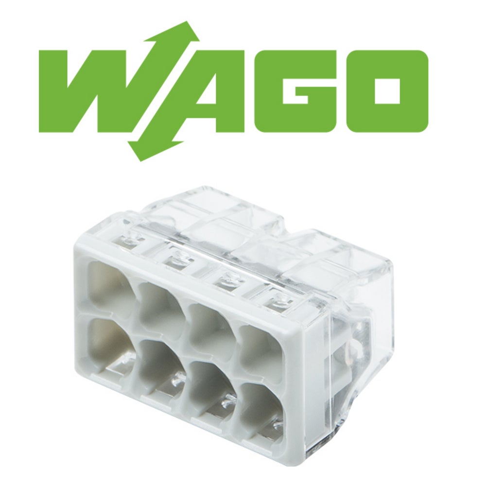 Mini bornes de connexion WAGO, 8 entrées, 24A, 450V, boîtier transparent, point de test, 0.5-2.5 mm², lot de 25, compact - 2