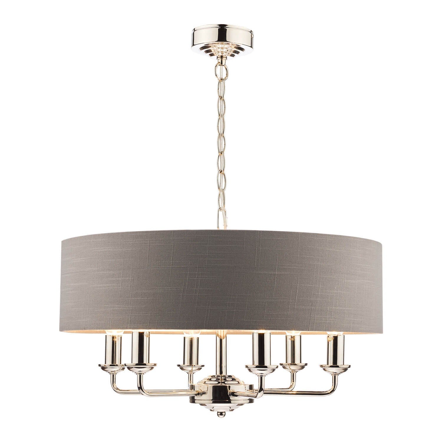 Plafonnier Sorrente à 6 lumières, couleur nickel poli et abat-jour gris anthracite, Laura Ashley - 2
