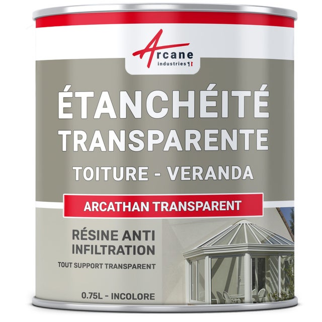 Étanchéité transparente véranda tuile verre polycarbonate peinture résine - 0.75 L - ARCANE INDUSTRIES