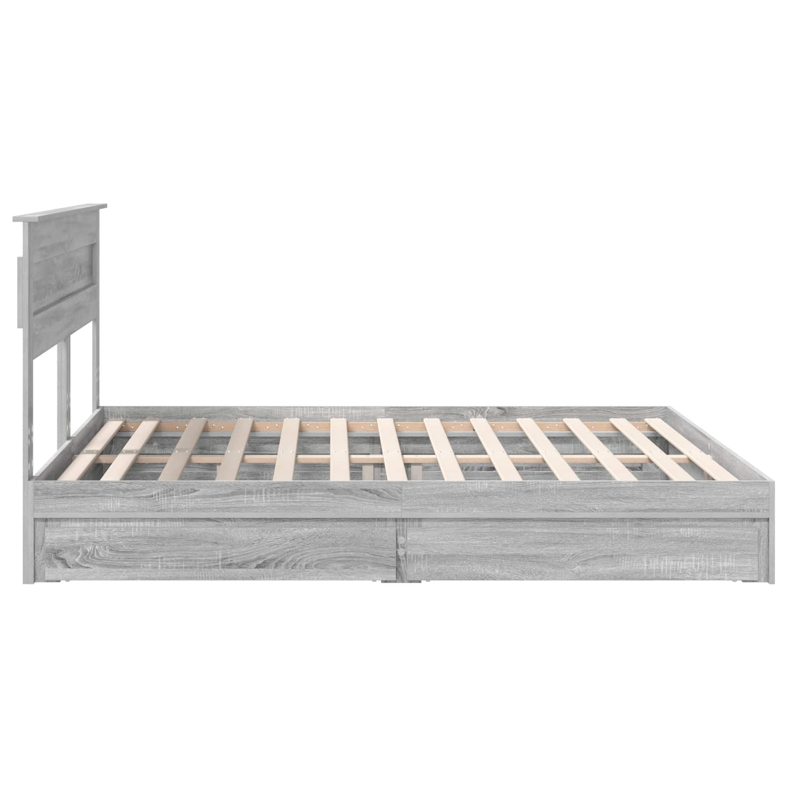 Lit avec rangement, panneau de bois, gris, pour la chambre, 180 × 200 cm - 9