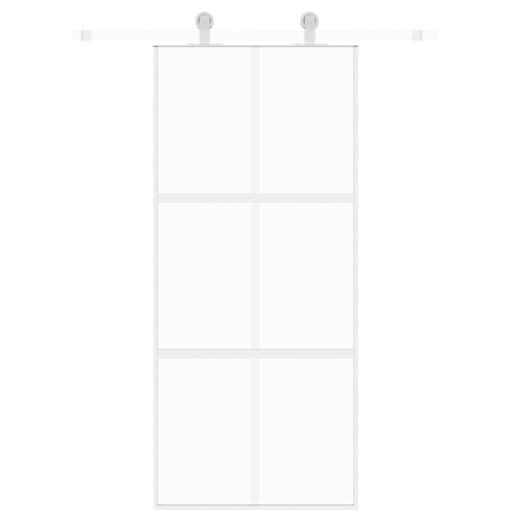 Puerta corredera | Puerta de la cocina vidrio templado y aluminio blanca 90x205 cm CFW31132 - 3
