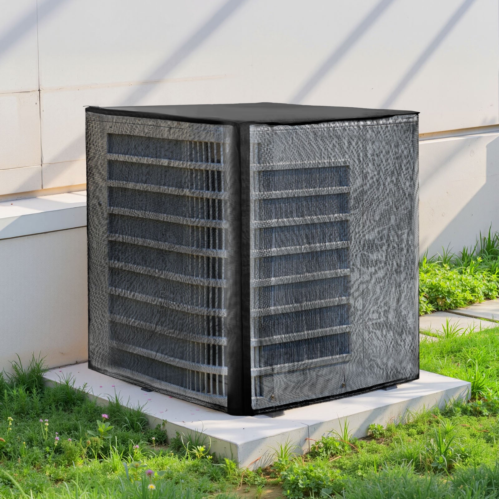 Capa ar-condicionado externo VEVOR, 71,1x71,1x81,2 cm, tecido poliéster e malha PVC, topo removível impermeável, tamanho universal - 8