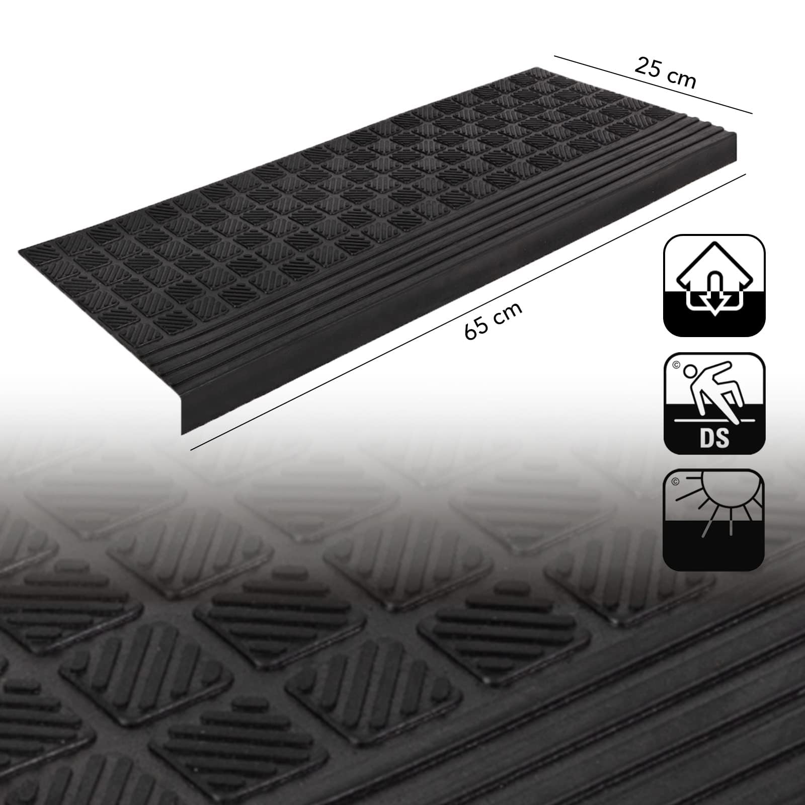 Tapis d'escalier en caoutchouc Antidérapant Diamond 25 x 65 cm 1 pièce - 2