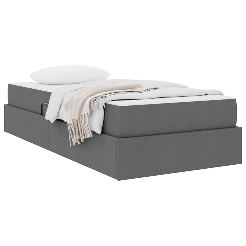 Lit avec rangement et matelas en polyester gris foncé, pour la chambre, 90 × 190 cm - 3