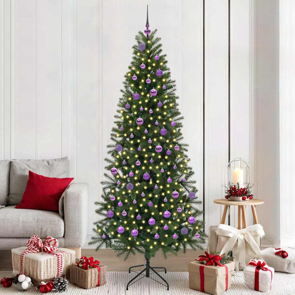 Sztuczna choinka z 300 diodami LED Zielony 210 cm PE i PVC