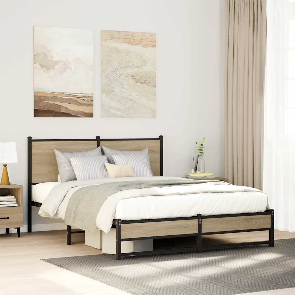 Łóżko Metalowe Czarne Rama łóżka Ze Stelażem Łóżko Do Sypialni Pokoju 150x200 cm