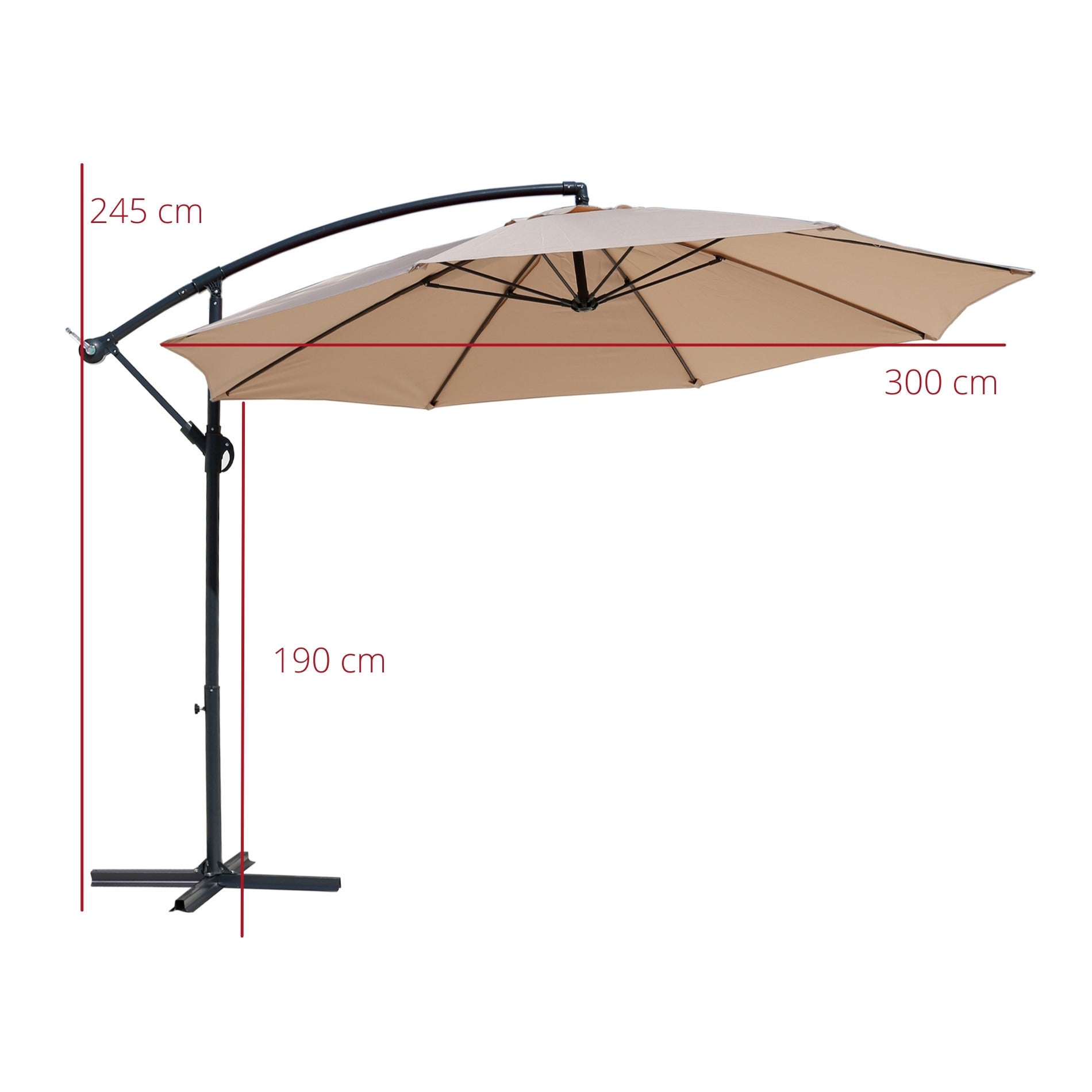 Parapluie de jardin Rebecca Mobili Parasol beige 3x3 mât décentralisér pour piscine - 3
