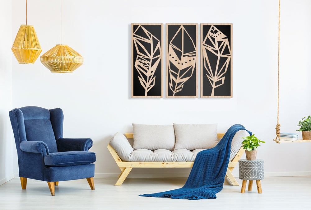 PLUMES 100x70 Cm - Cadre De Meuble Composite Bois Et PVC DÉCOUPÉ AU LASER - 4