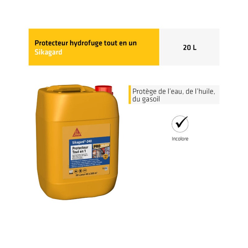 Protection hydrofuge SIKA - Sikagard-240 Protecteur Tout en 1 - 20L - 2