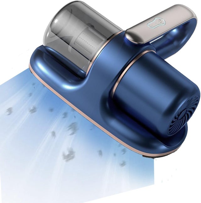 Aspirateur pour matelas, aspiration 13 kPa, avec lumière UV, filtre HEPA, puissance haute fréquence, convient aux lits, oreillers et canapés (bleu)