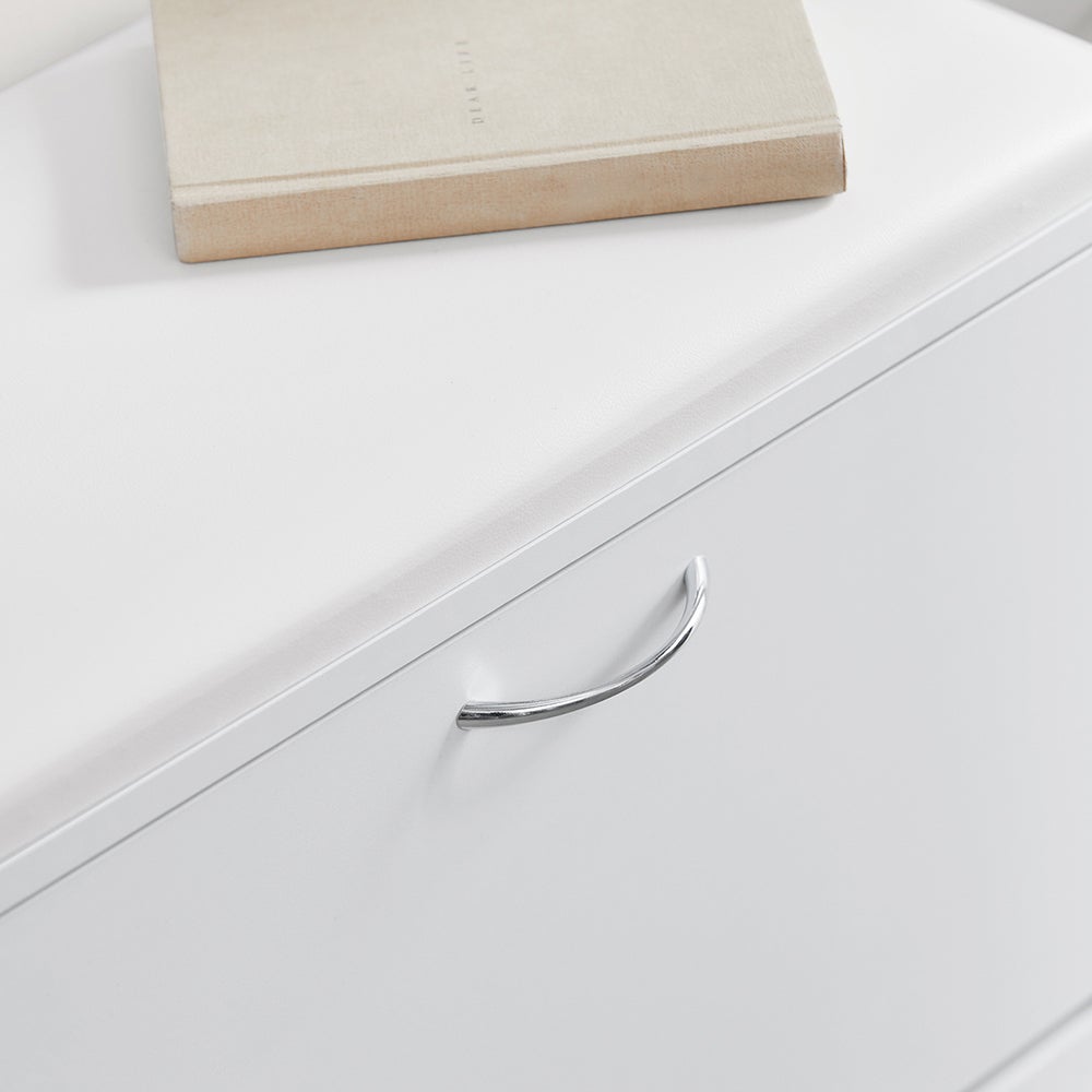 SoBuy Banc à chaussures avec coussin, Meuble à chaussures, 1 abattant et 3 étagères, 6 paires, Blanc, FSR16-W - 4