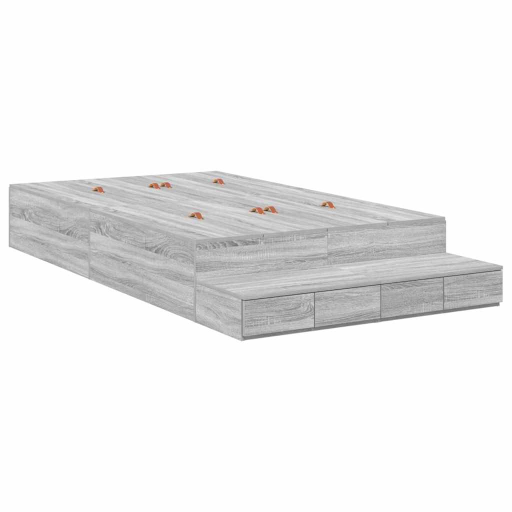Cadre de lit avec rangement et tiroir gris 120 cm - 2