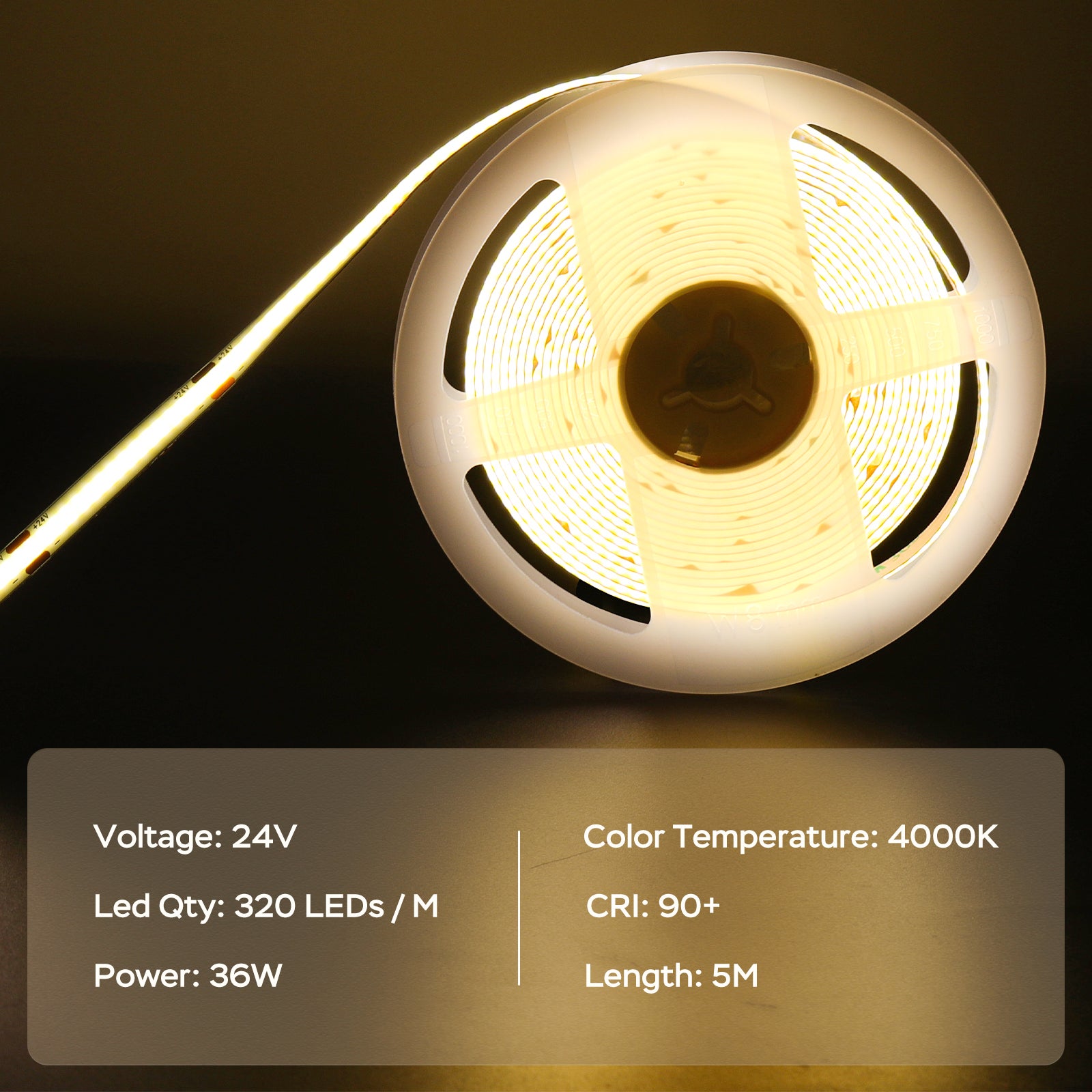 36W Kit ruban LED COB 5M blanc neutre 4000K Avec télécommande 3960LM - 2