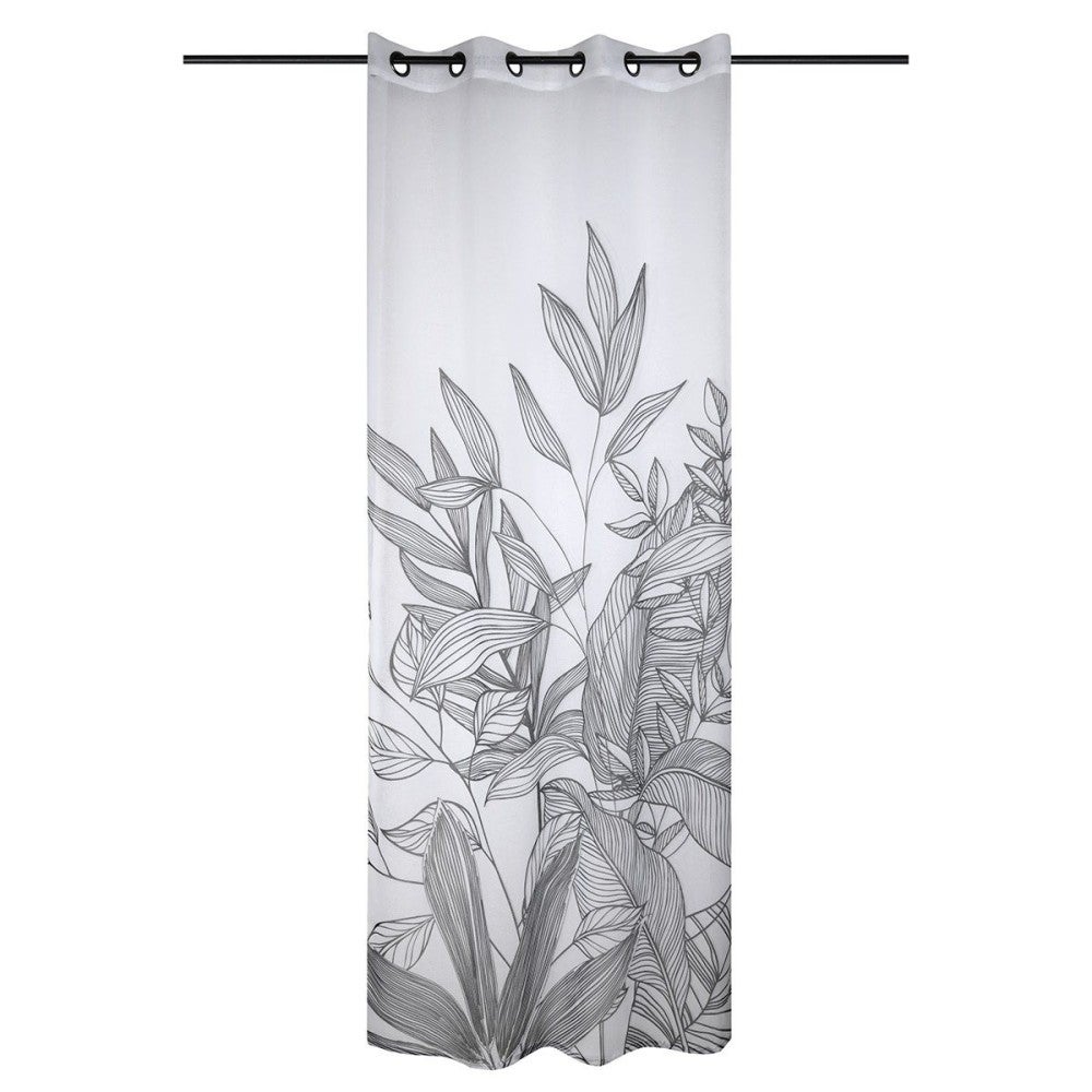 Voilage à œillets Beige Lin Motif Feuille 140 X 240 Cm | Bricomarché