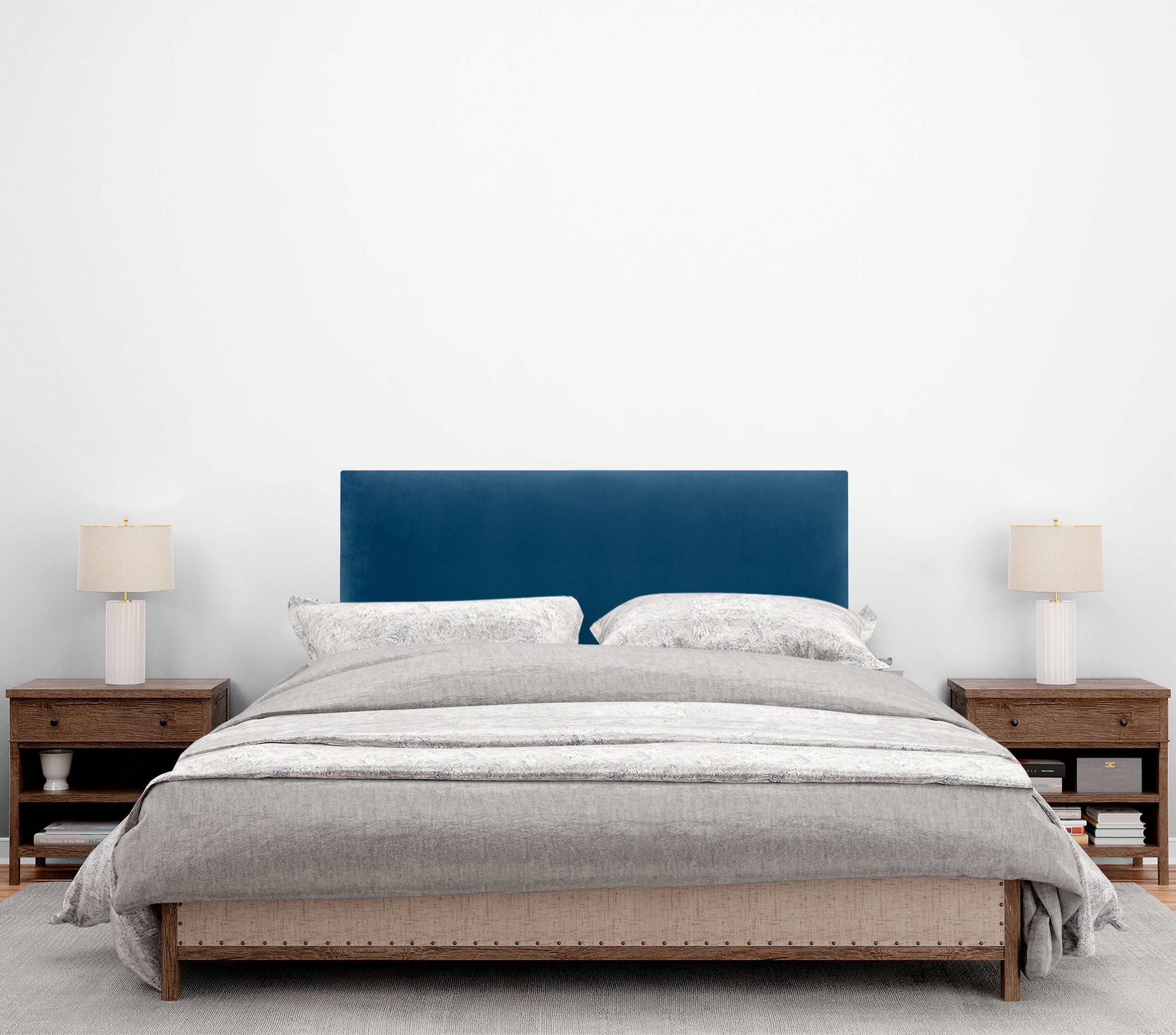 DHOME Testiera in Velluto Liscio Camera da letto Imbottita con Testiera Imbottita Moderna di Fascia Alta (Blu, 90x60cm) - 4