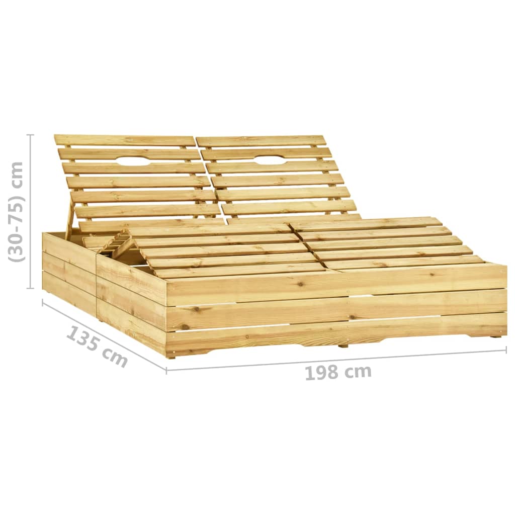 Chaise longue double et coussins bleu Bois de pin imprégné - 9